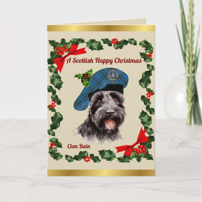 Bain Scottie Dog Personalised Xmas Card (Front)