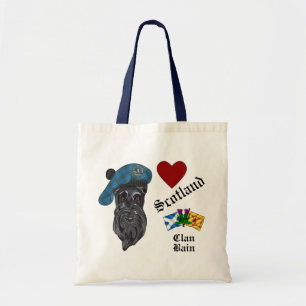 Bain Scottie Dog wTartan Tam Love Scotland Tote Bag