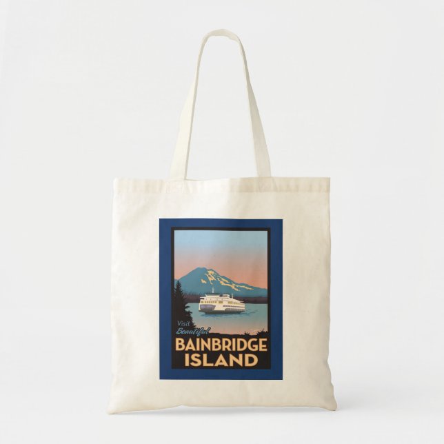 Bainbridge Island Retro-styled Poster Art Tote Bag (Front)
