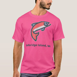 Bainbridge Island WA Cute Red Salmon Cartoon Fishi T-Shirt