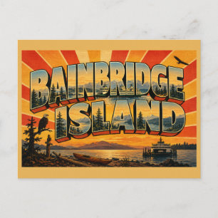 Bainbridge Island WA Ferry Sound Forest Art Postcard