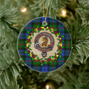Baird Clan Badge & Tartan Personalised Xmas Ceramic Tree Decoration