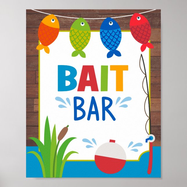Bait Bar Sign The Big One fishing party food sign (Front)
