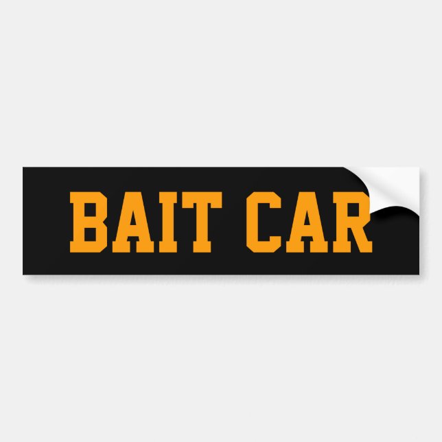 BAIT CAR BUMPER STICKER - BLACK AND ORANGE (Front)