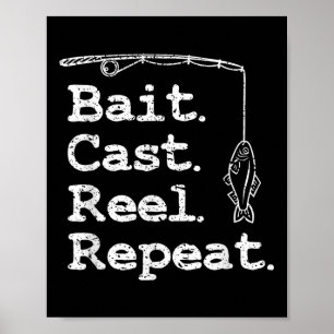 Bait Cast Reel Repeat Fishing Poster
