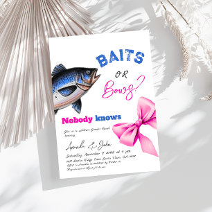 Baits or Bows Blue or Pink Fishing Gender Reveal Invitation