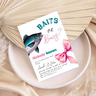 Baits or Bows Blue or Pink Fishing Gender Reveal Invitation