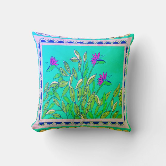 Baja Bird of Paradise Throw Pillow (Front)