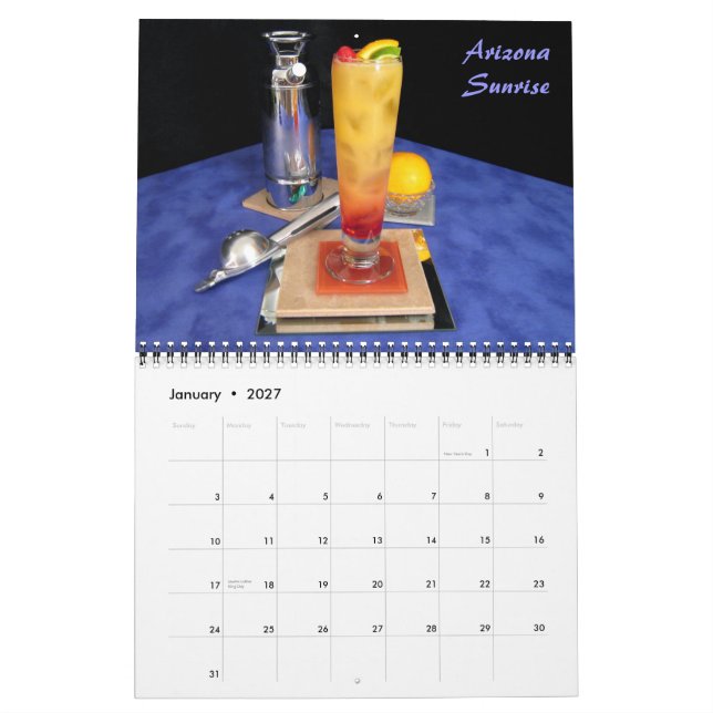 Baja Bound  -  Tequila Drinks Calendar (Jan 2027)