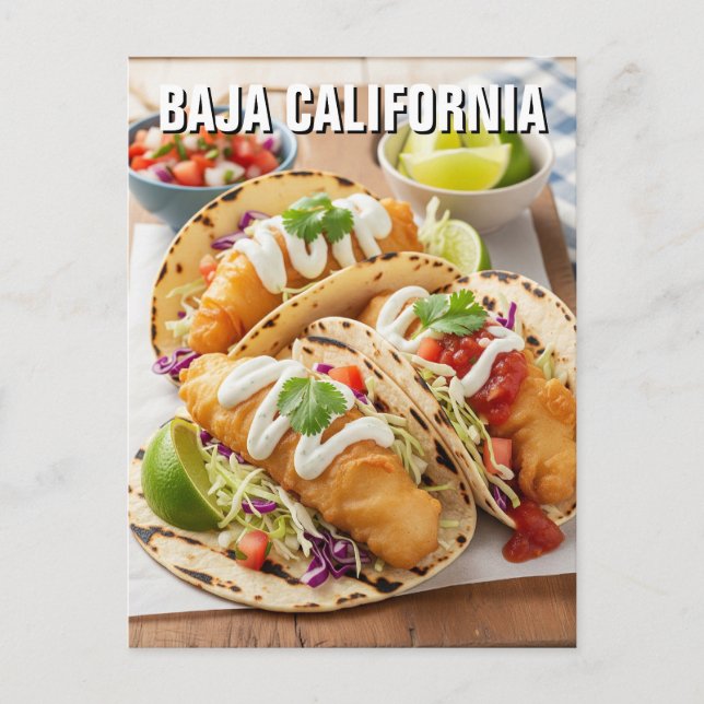 Baja California Mexico Fish Tacos Postcard (Front)