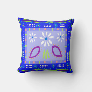 Baja Fiesta Blue Throw Pillow