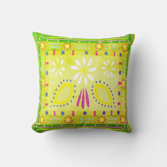 Baja Fiesta Vintage Throw Pillow (Front)