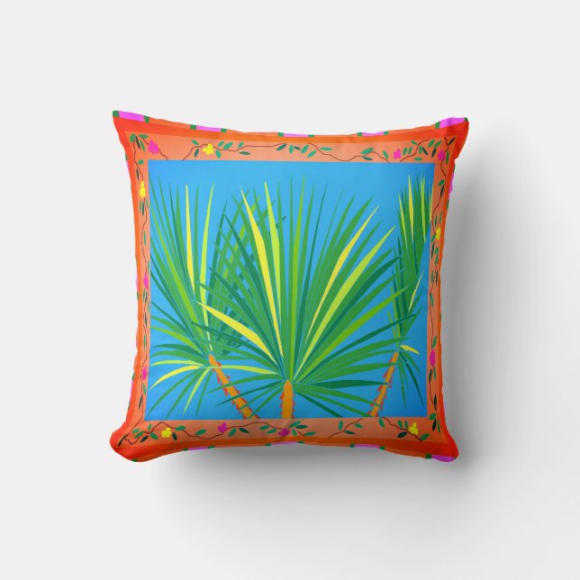 Baja Palms Throw Pillow (Front)