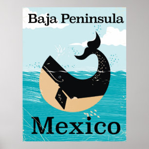 baja peninsula Mexico travel poster