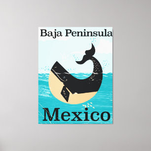 baja peninsula Mexico travel poster Canvas Print