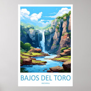 Bajos Del Toro Waterfall Vintage Travel Poster Ski