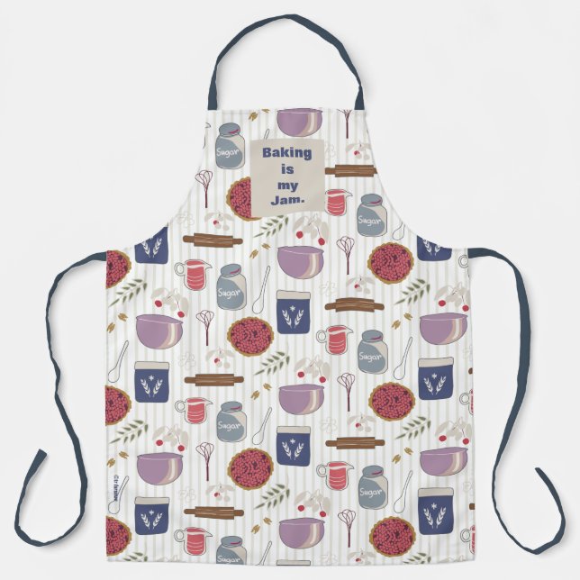 Bake a pie fabric pattern with customisable patch  apron (Front)