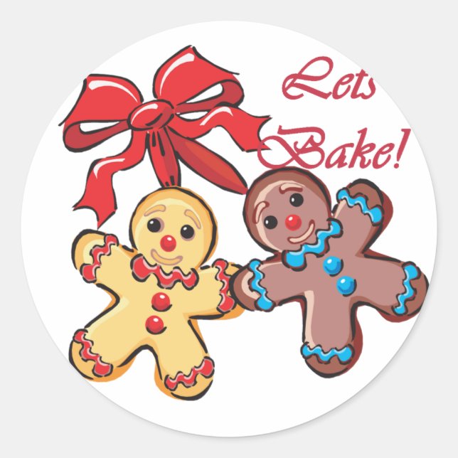 Bake Gingerbread Men Classic Round Sticker (Front)