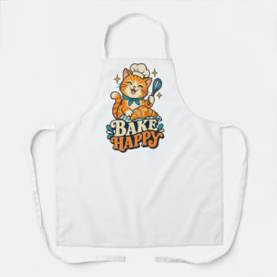 Bake Happy Cat Chef Kitchen Apron