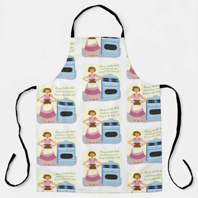 Bake Sale Brownie Blues Kitschy Wife Cartoon Apron (Front)