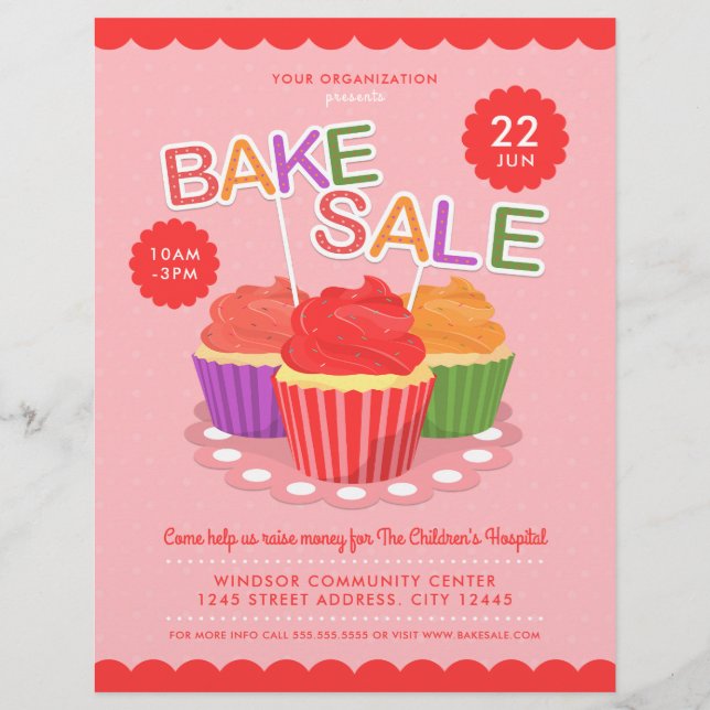 Bake Sale Charity Fundraiser Event Flyer (Front)
