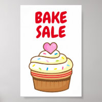 BAKE SALE cupcake baking sign poster
