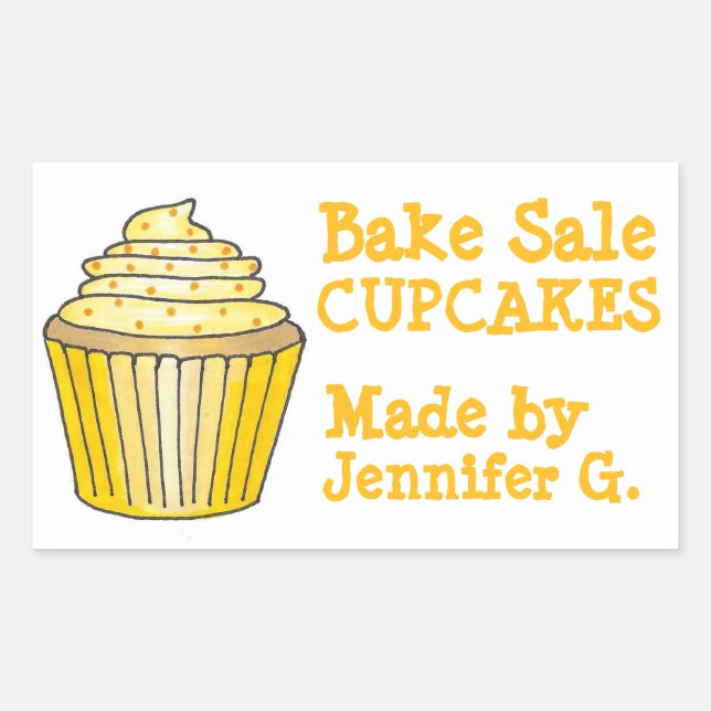 Bake Sale Cupcakes Personalised Baked By Stickers (Front)