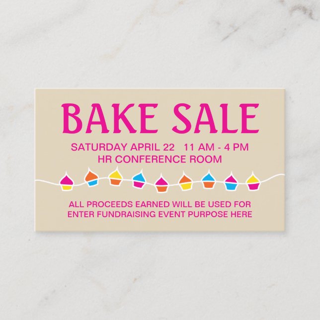 bake sale flyers business card (Front)