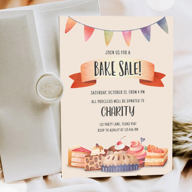 Bake Sale Fundraiser Party Church School Festival Invitation (Creator Uploaded)