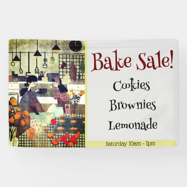 Bake Sale! Illustration Art Taupe  Banner (Horizontal)