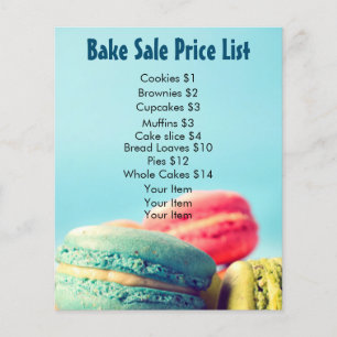 Bake Sale Price List Colourful Macarons Cookies Flyer