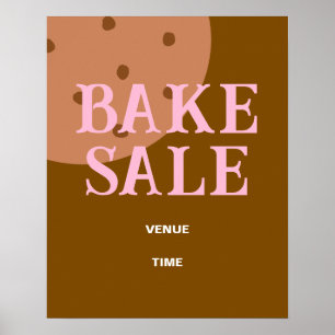 Bake Sale Sign, Cute Bake Sale Announcement, Brown Poster