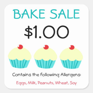 Bake Sale Stickers Customise Contains Allergens