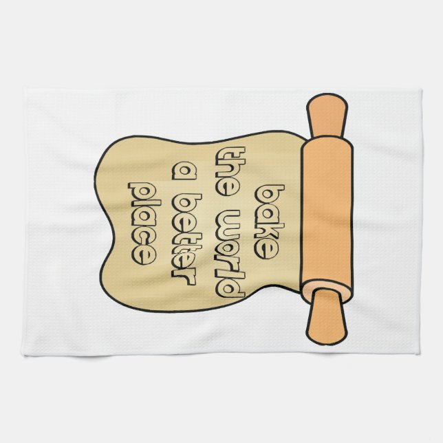 Bake the world a better place tea towel (Horizontal)