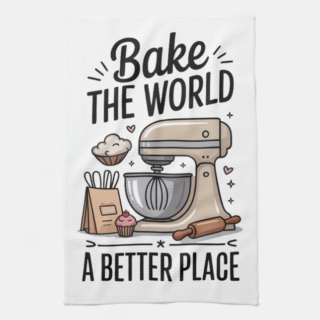 Bake the World Tea Towel (Vertical)