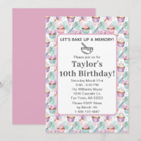 Bake Up Memory Fun Watercolor Cupcake Birthday