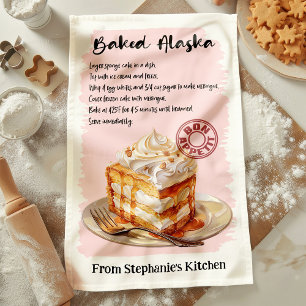 Baked Alaska Recipe Personalised Tea Towel