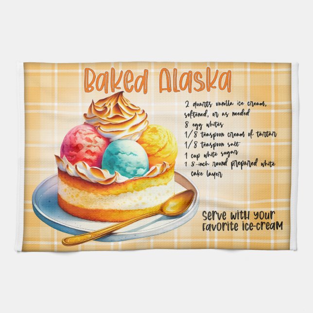 Baked Alaska Recipe Tea Towel (Horizontal)