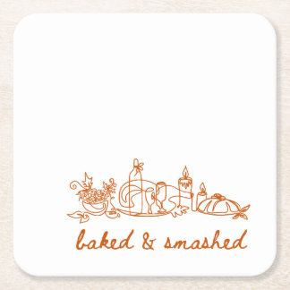 baked and smashed thanksgiving  square paper coaster