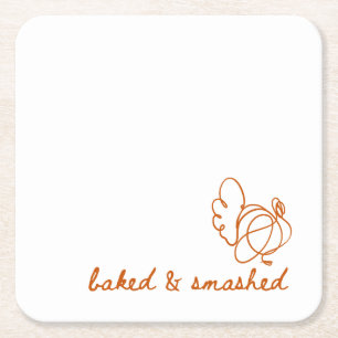 baked and smashed turkey square paper coaster