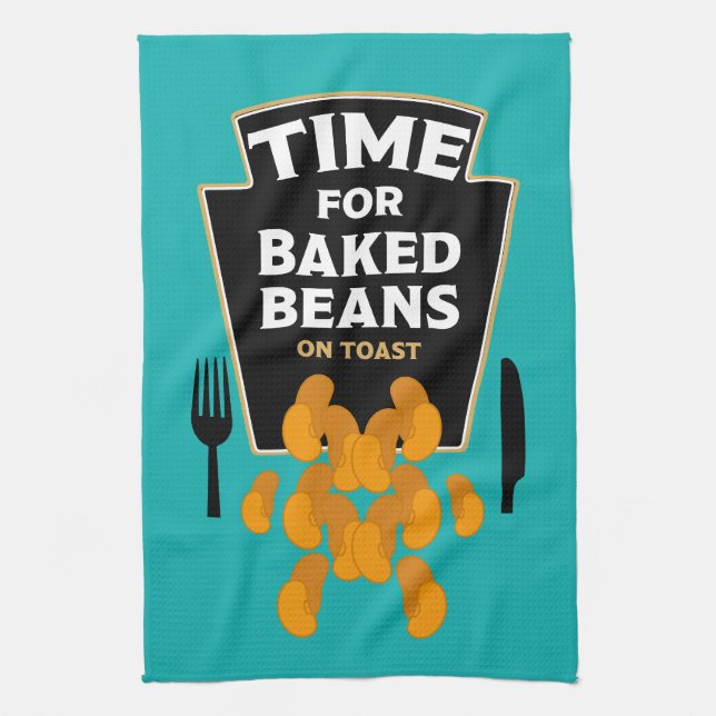 Baked Beans On Toast Tea Towel (Vertical)