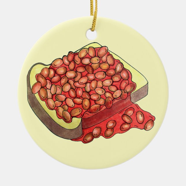 Baked Beans on Toast UK British Cuisine Food Ceramic Tree Decoration (Front)