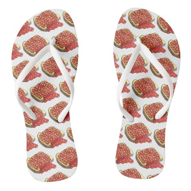 Baked Beans on Toast UK British Cuisine Food Jandals (Footbed)