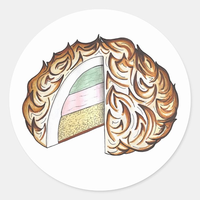 Baked Bombe Alaska Ice Cream Cake Dessert Food Classic Round Sticker (Front)