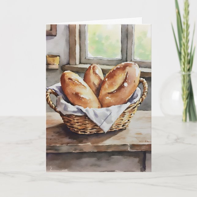 Baked Bread in a Basket Farmhouse Aesthetic  Card (Front)