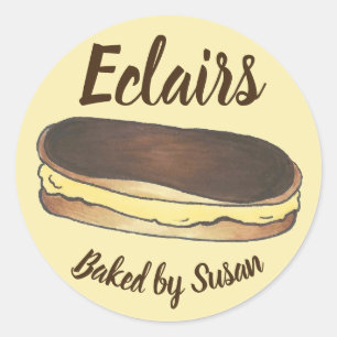 Baked By Homemade Eclair Pastry Personalised Classic Round Sticker