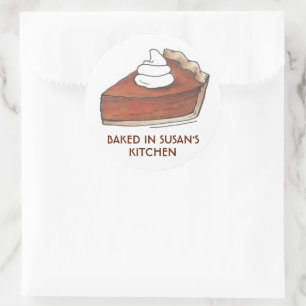 Baked By Kitchen Pumpkin Pie Slice Thanksgiving Classic Round Sticker
