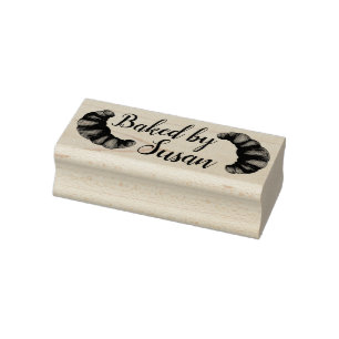 Baked by Personalised French Croissant Pastry Chef Rubber Stamp