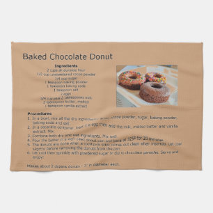 Baked Chocolate Doughnut Recipe Tea Towel