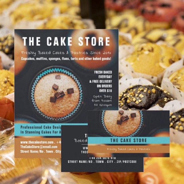Baked Cupcakes, Cakery, Cake Store Advertising Flyer (Creator Uploaded)